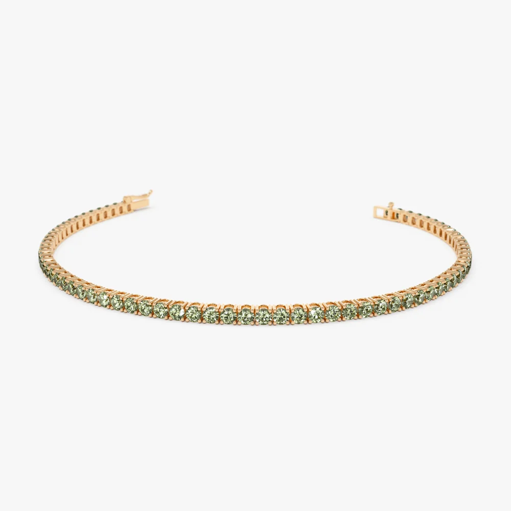 14k Prong Setting Peridot Tennis Bracelet - Image 5