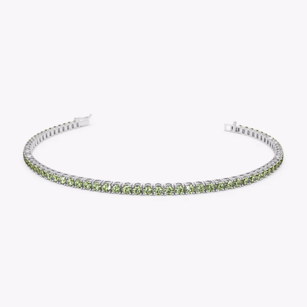 14k Prong Setting Peridot Tennis Bracelet - Image 6