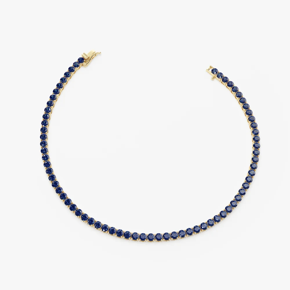 14k Prong Setting Sapphire Tennis Bracelet - Image 8