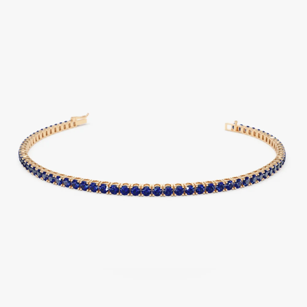 14k Prong Setting Sapphire Tennis Bracelet - Image 9