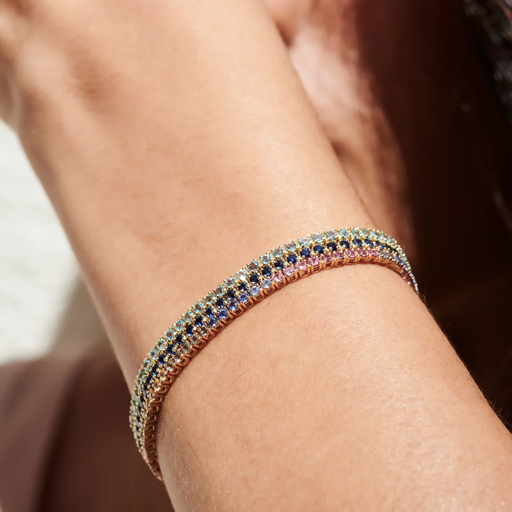 14k Prong Setting Turquoise Tennis Bracelet - Image 7