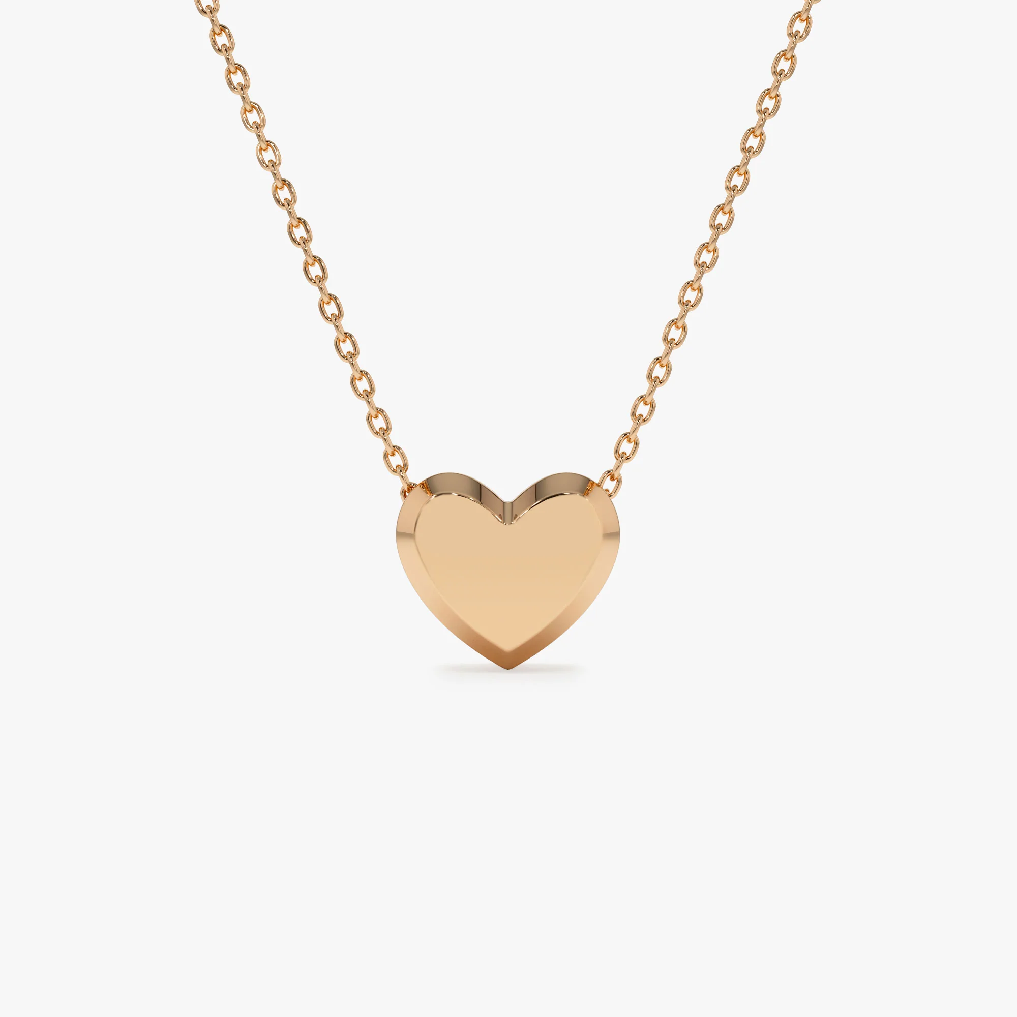 14k Puffed Heart Slider Necklace - Image 5