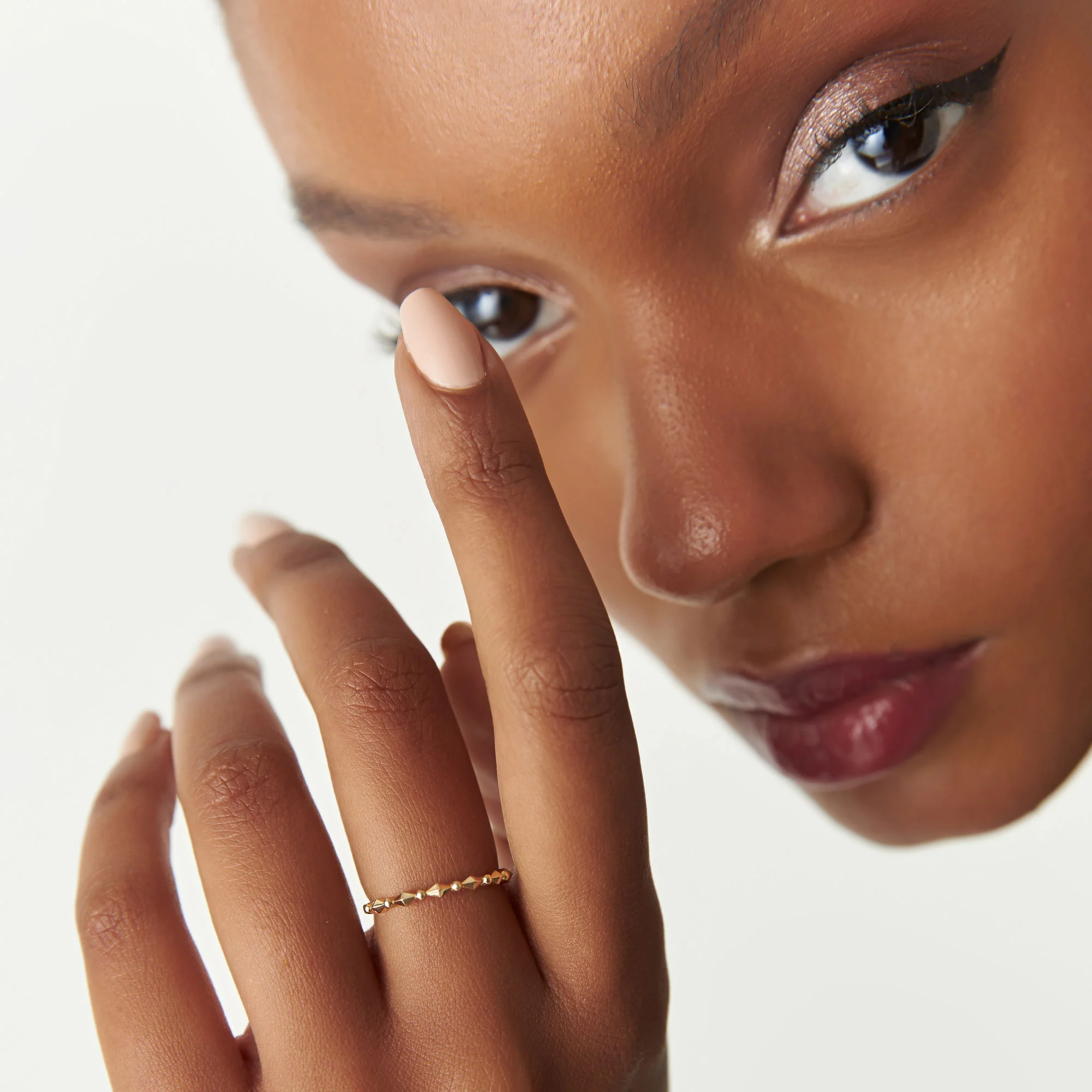 14K Pyramid and Bead Stacking Band - Image 2