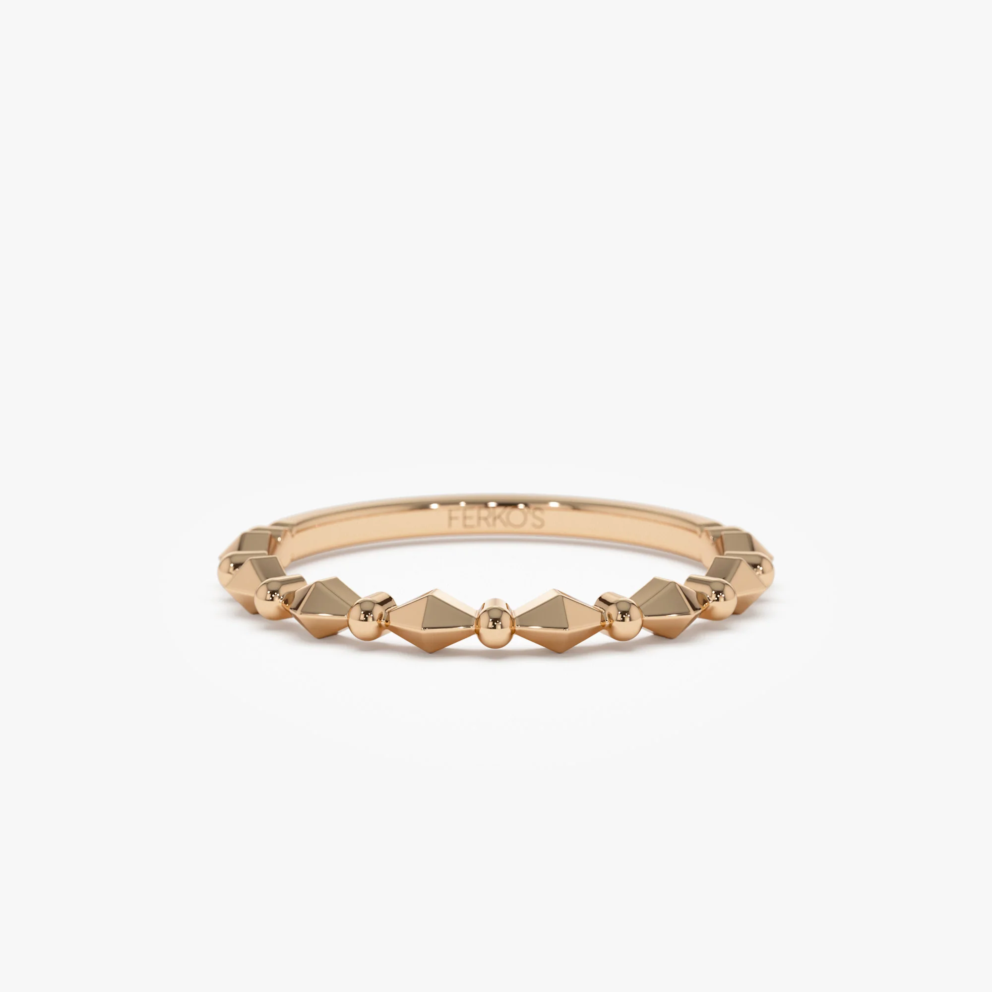 14K Pyramid and Bead Stacking Band - Image 4