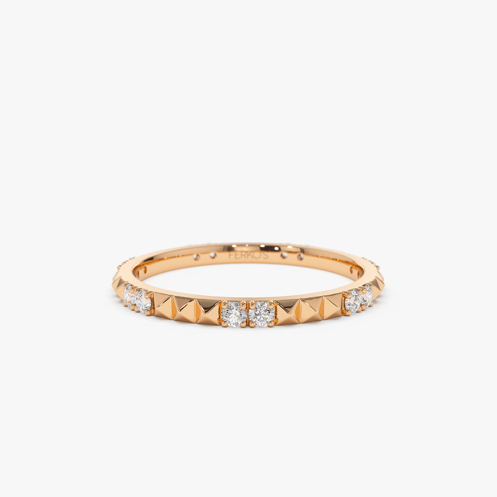 14K Pyramid Diamond Eternity Ring - Image 5