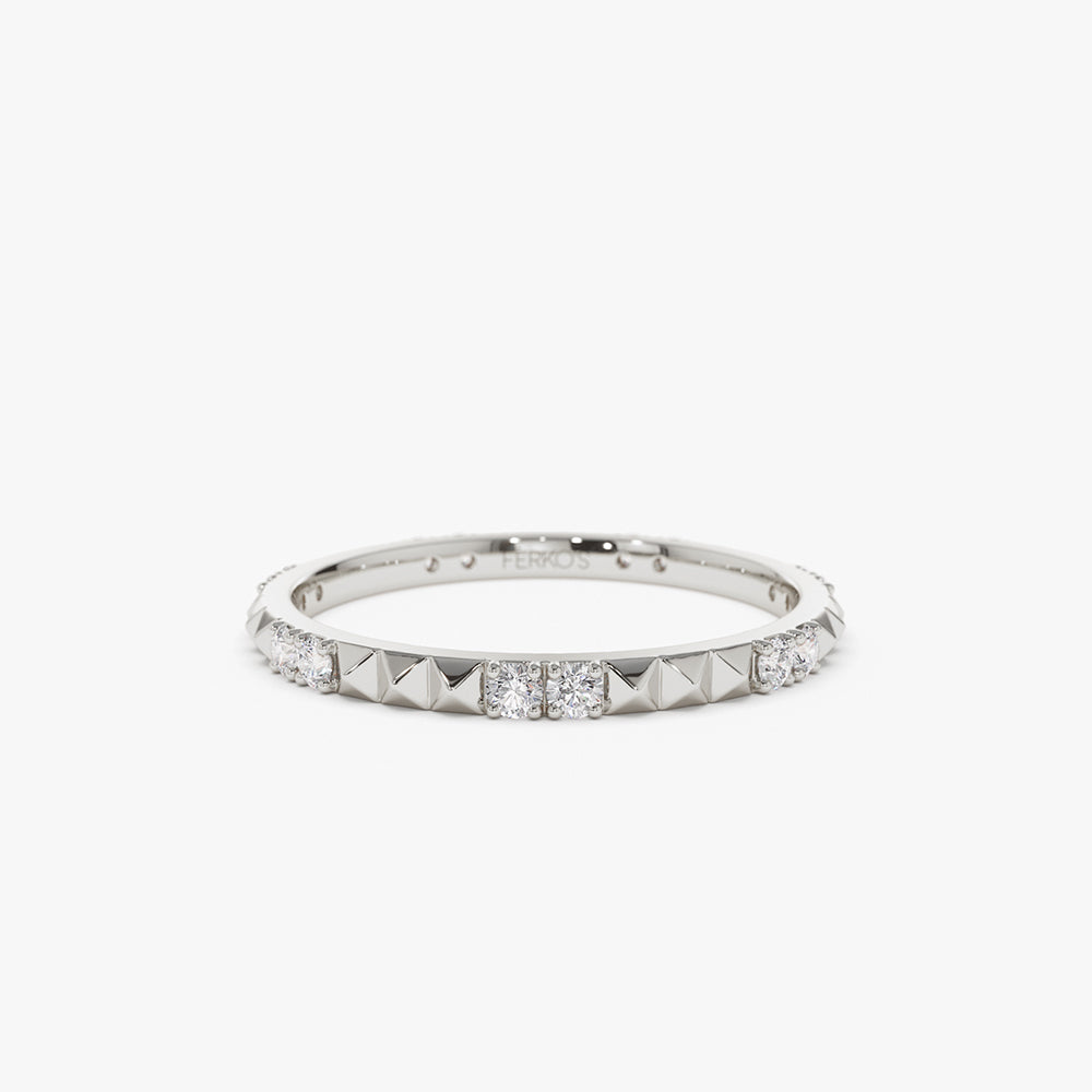 14K Pyramid Diamond Eternity Ring - Image 6