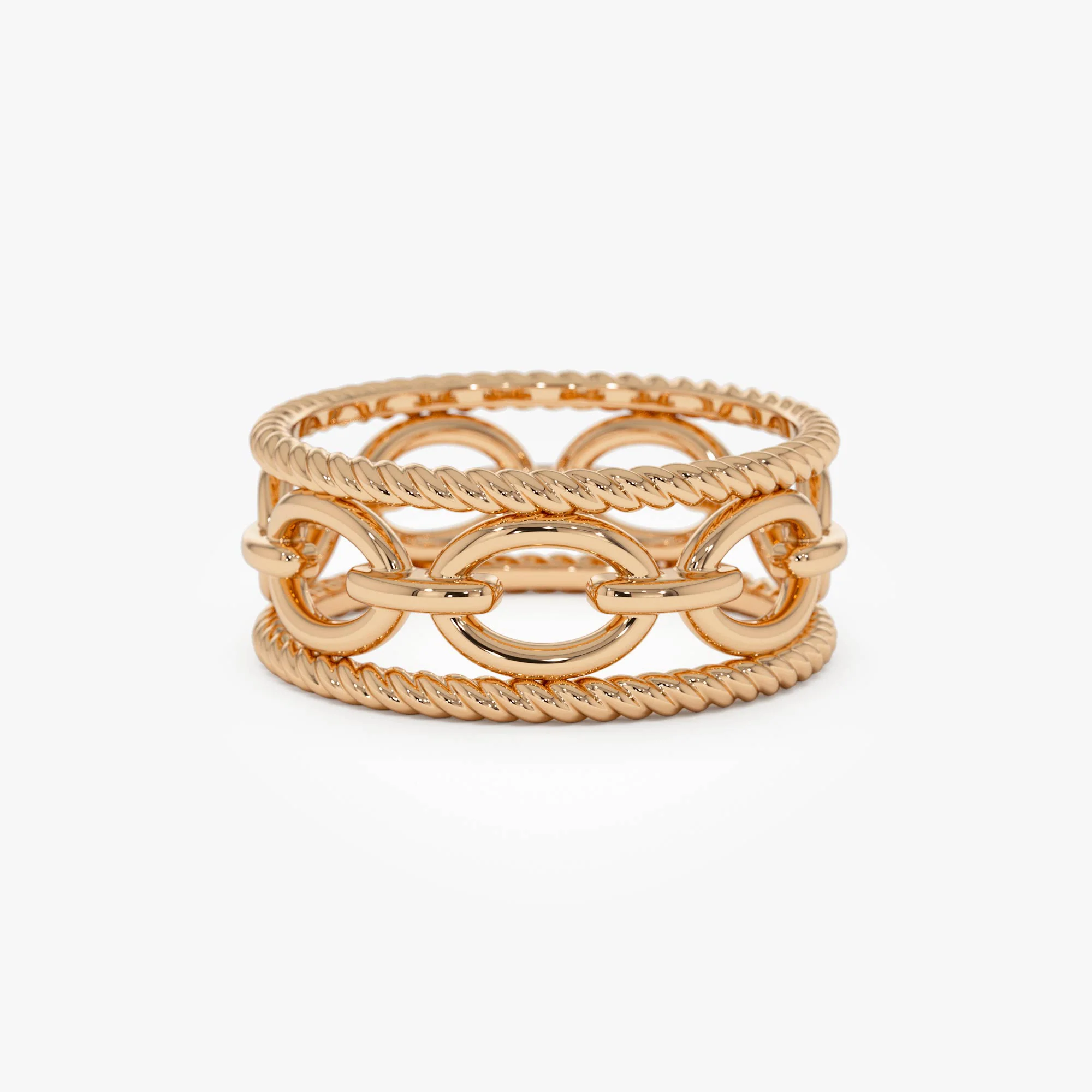 14k Rope Chain Link Unique Ring - Image 5