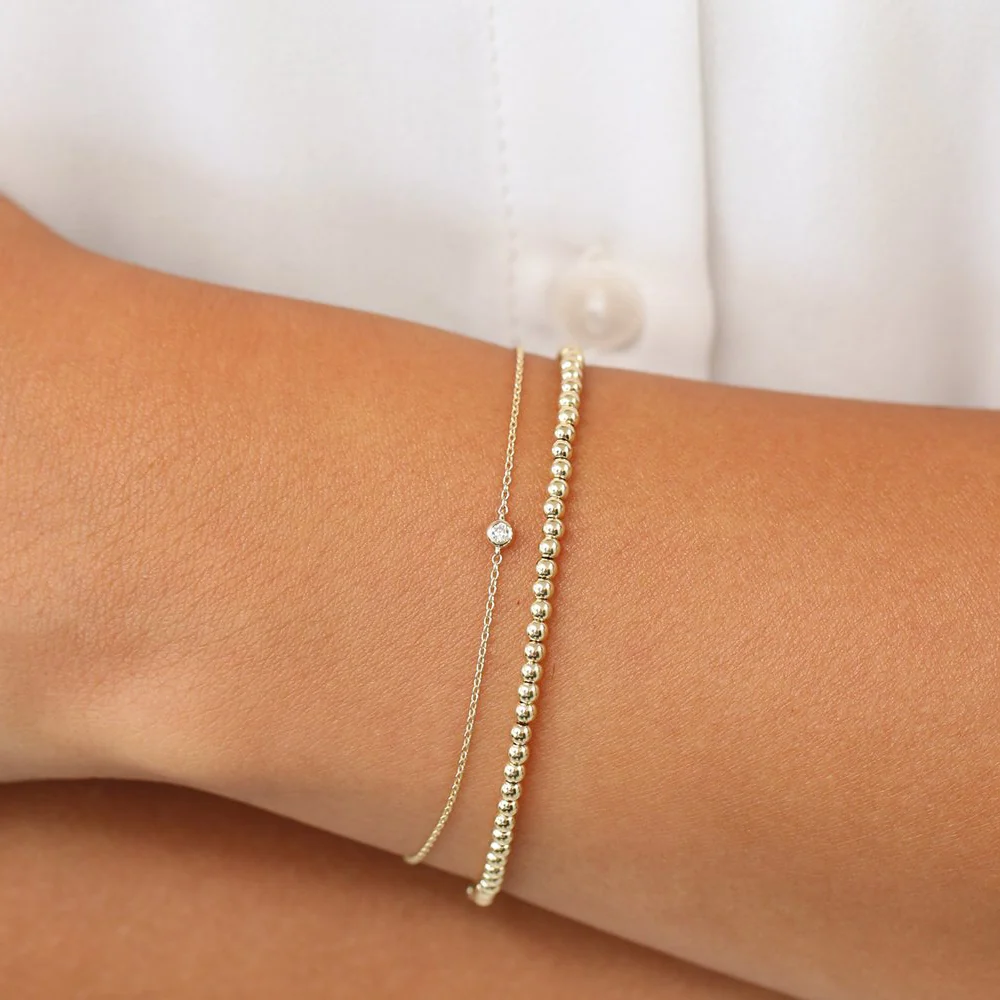 14k Rose Gold Bezel Setting Diamond Solitaire Bracelet 0.05ctw - Image 6