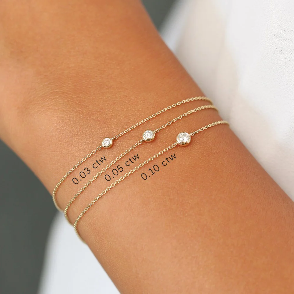 14k Rose Gold Bezel Setting Diamond Solitaire Bracelet 0.05ctw - Image 9
