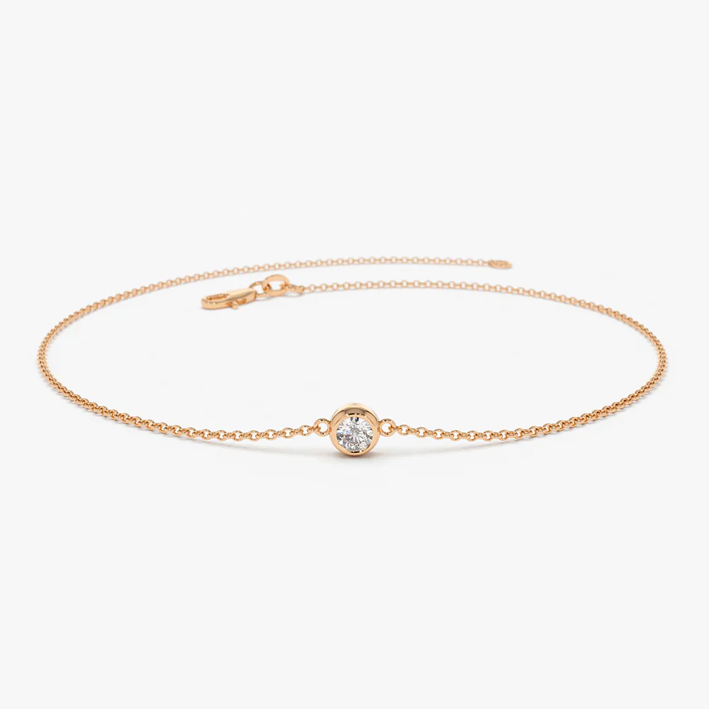 14K Rose Gold Diamond Solitaire Bracelet 0.11 ctw