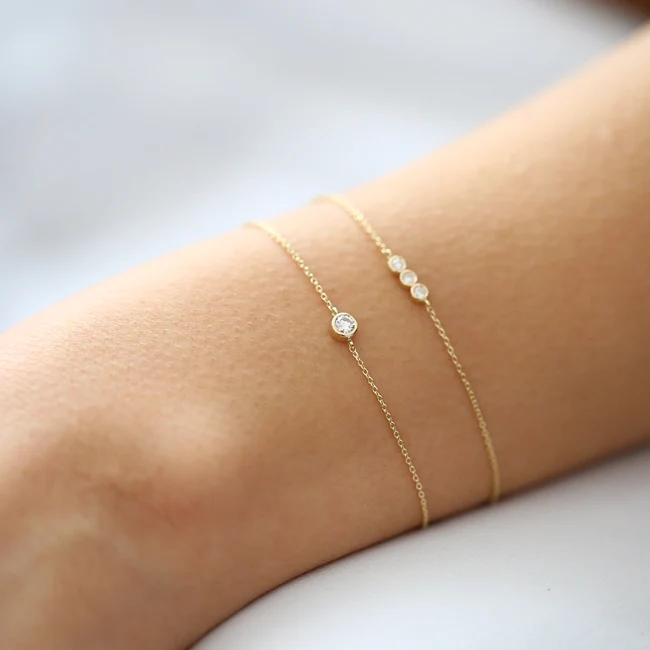 14K Rose Gold Diamond Solitaire Bracelet 0.11 ctw - Image 2