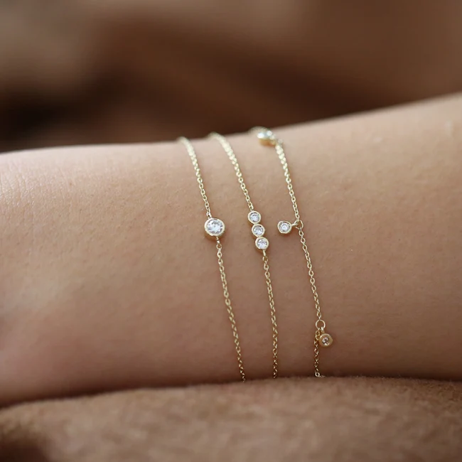 14K Rose Gold Diamond Solitaire Bracelet 0.11 ctw - Image 3