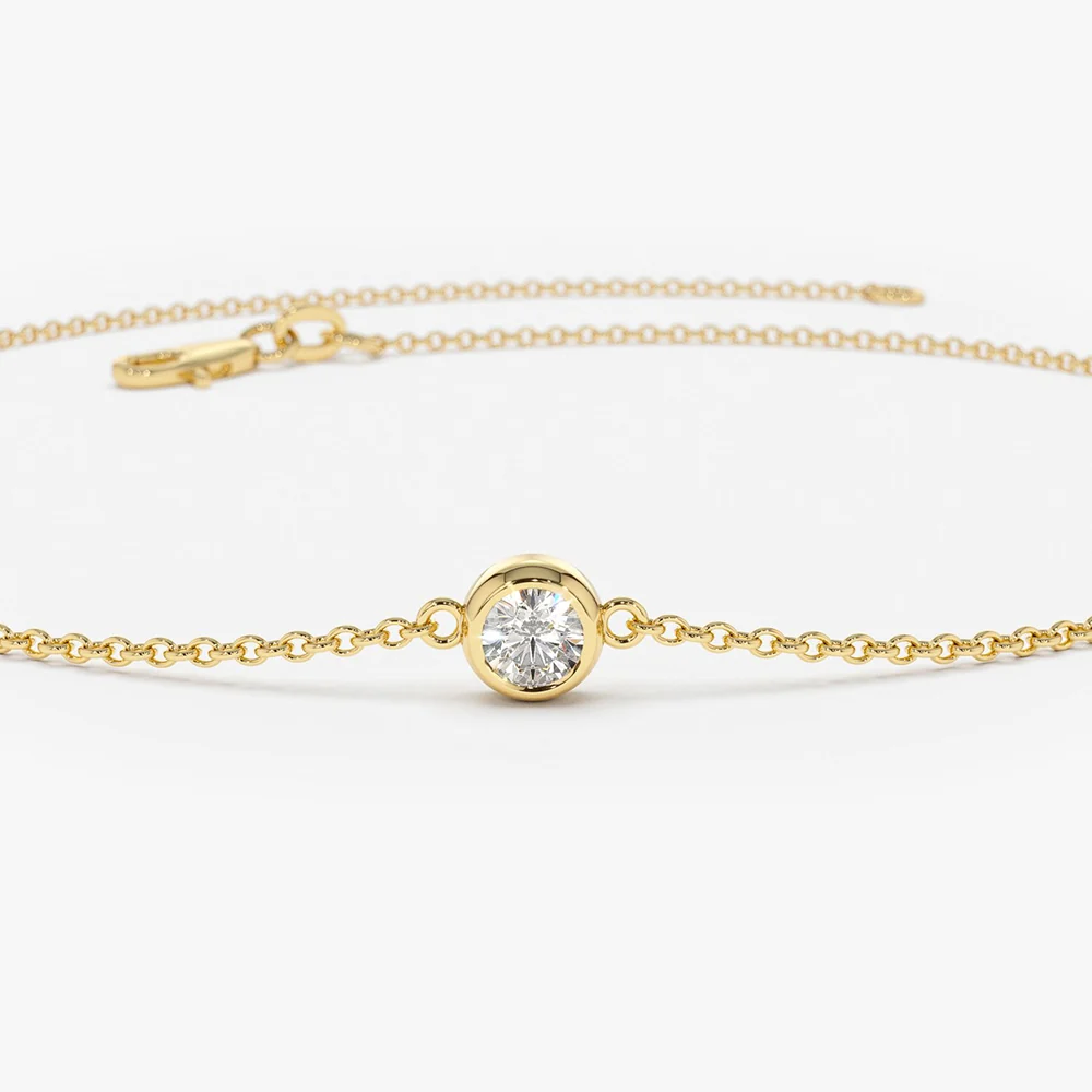 14K Rose Gold Diamond Solitaire Bracelet 0.11 ctw - Image 4
