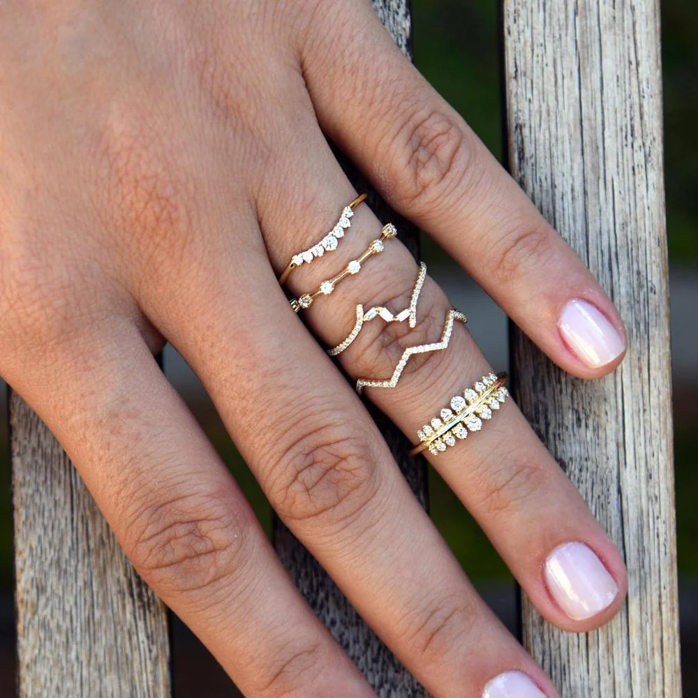 14k Rose Gold Diamond Stacking Ring - Image 4