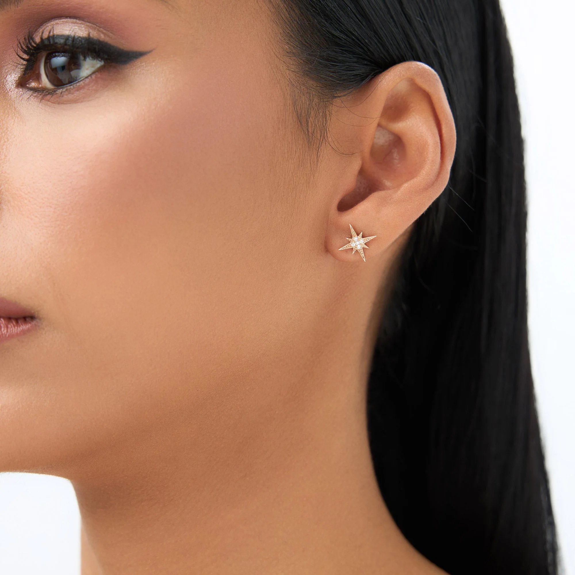 14K Rose Gold Starburst Diamond Earrings - Image 4