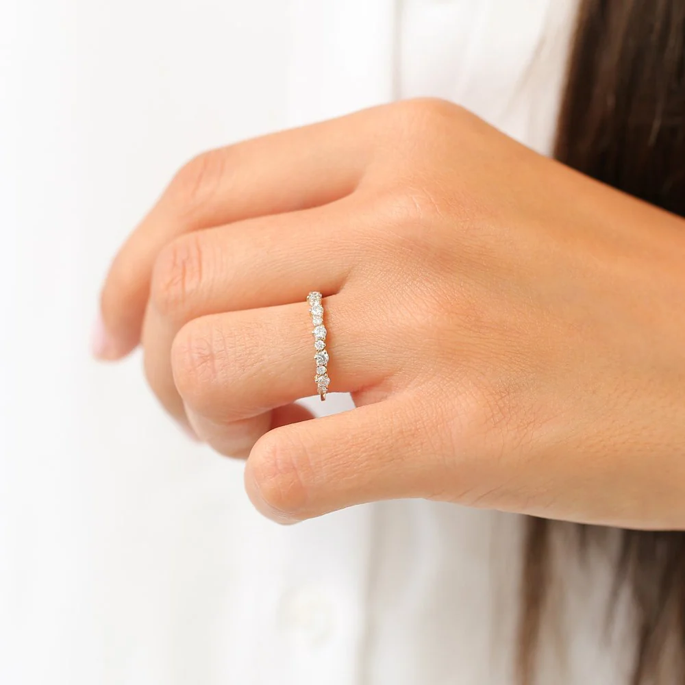 14k Round Diamond Unique Wedding Ring - Image 3