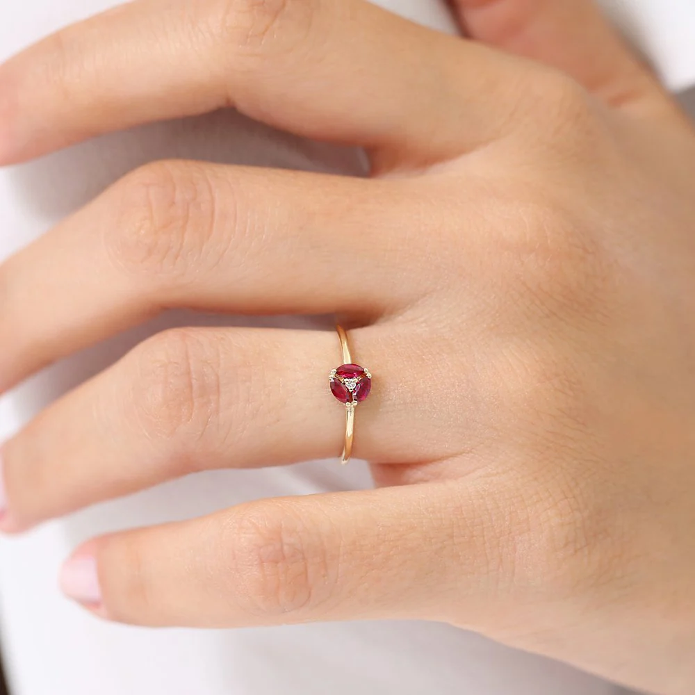 14k Ruby Cluster Diamond Ring - Image 3