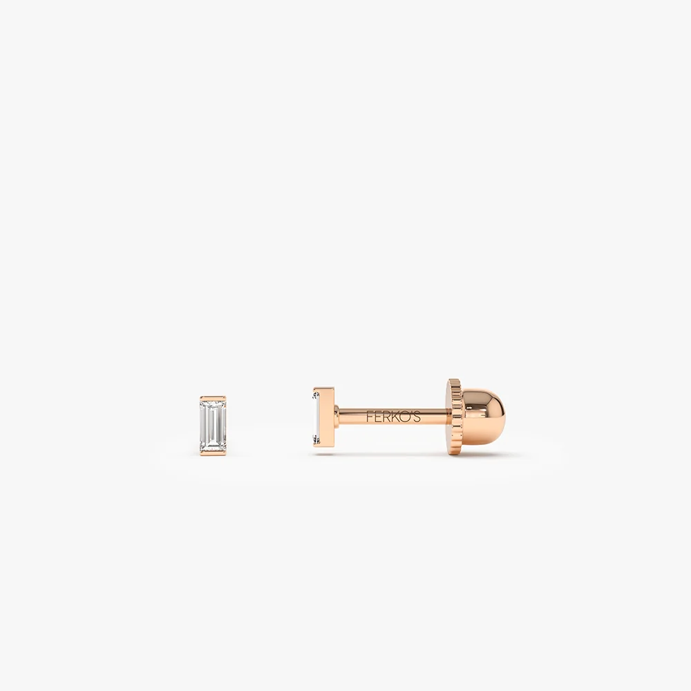 14K Single Baguette Helix Piercing - Image 3