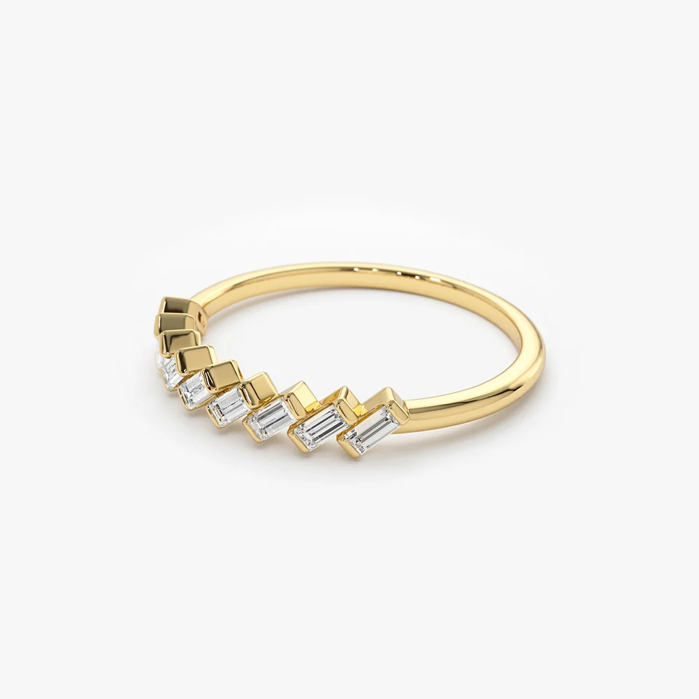 14K Slanted Channel Set Baguette Diamond Ring - Image 7