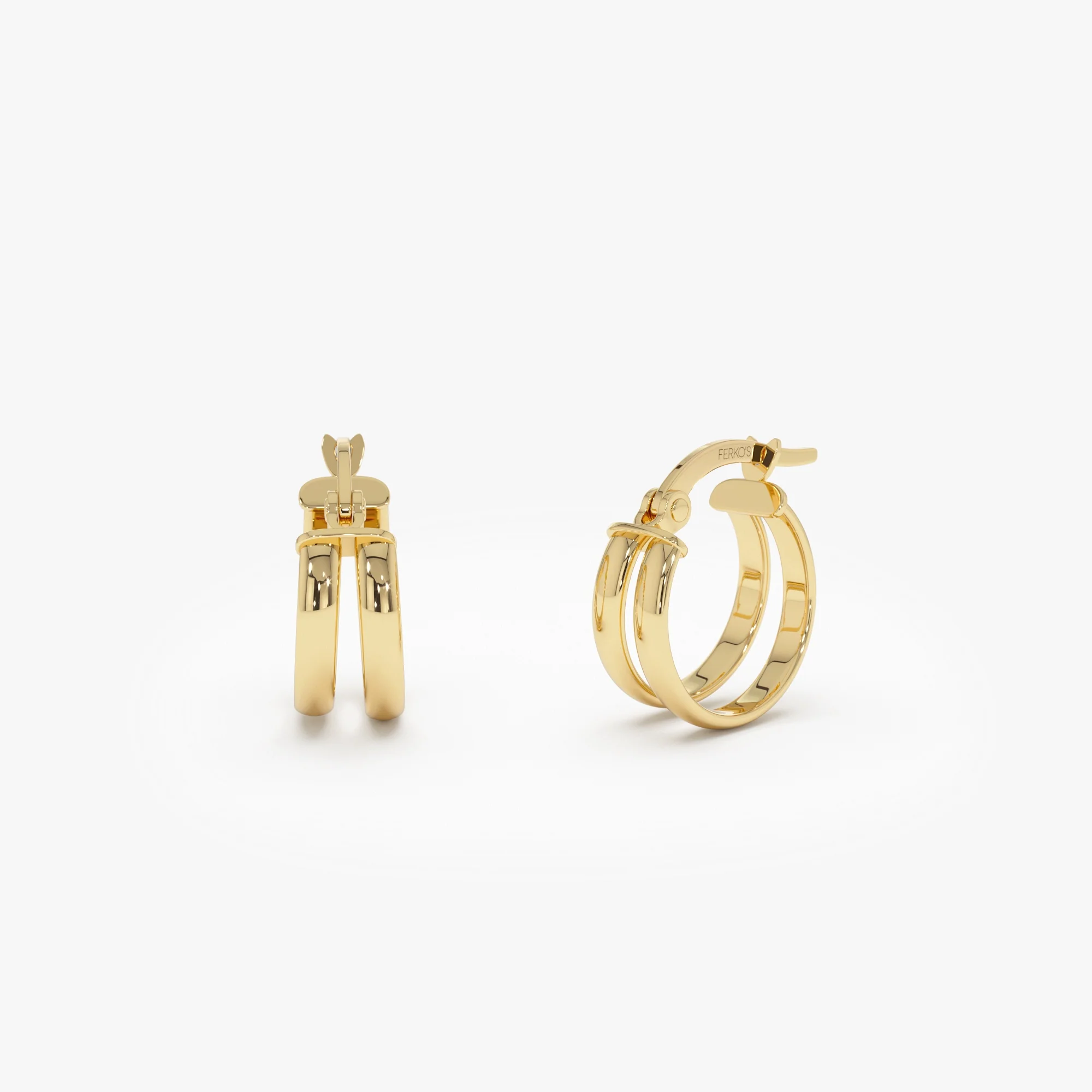 14k Small Two Row Hoop Earrings