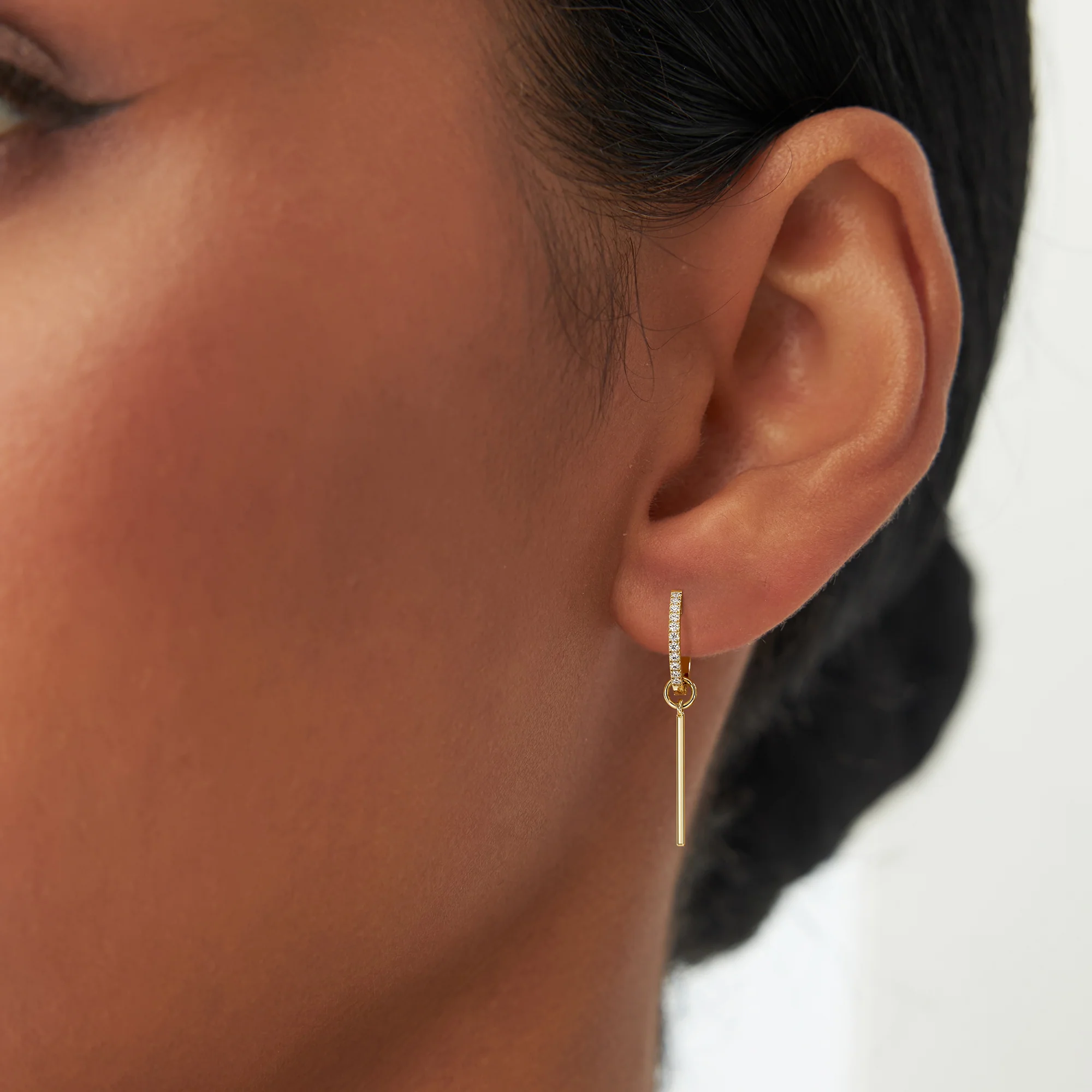 14k Solid Bar Hoop Charm - Image 3