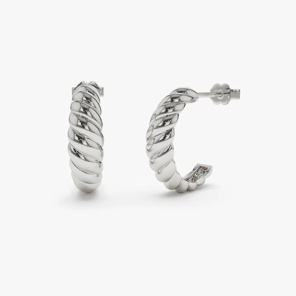 14k Solid Gold Croissant Earrings - Image 4