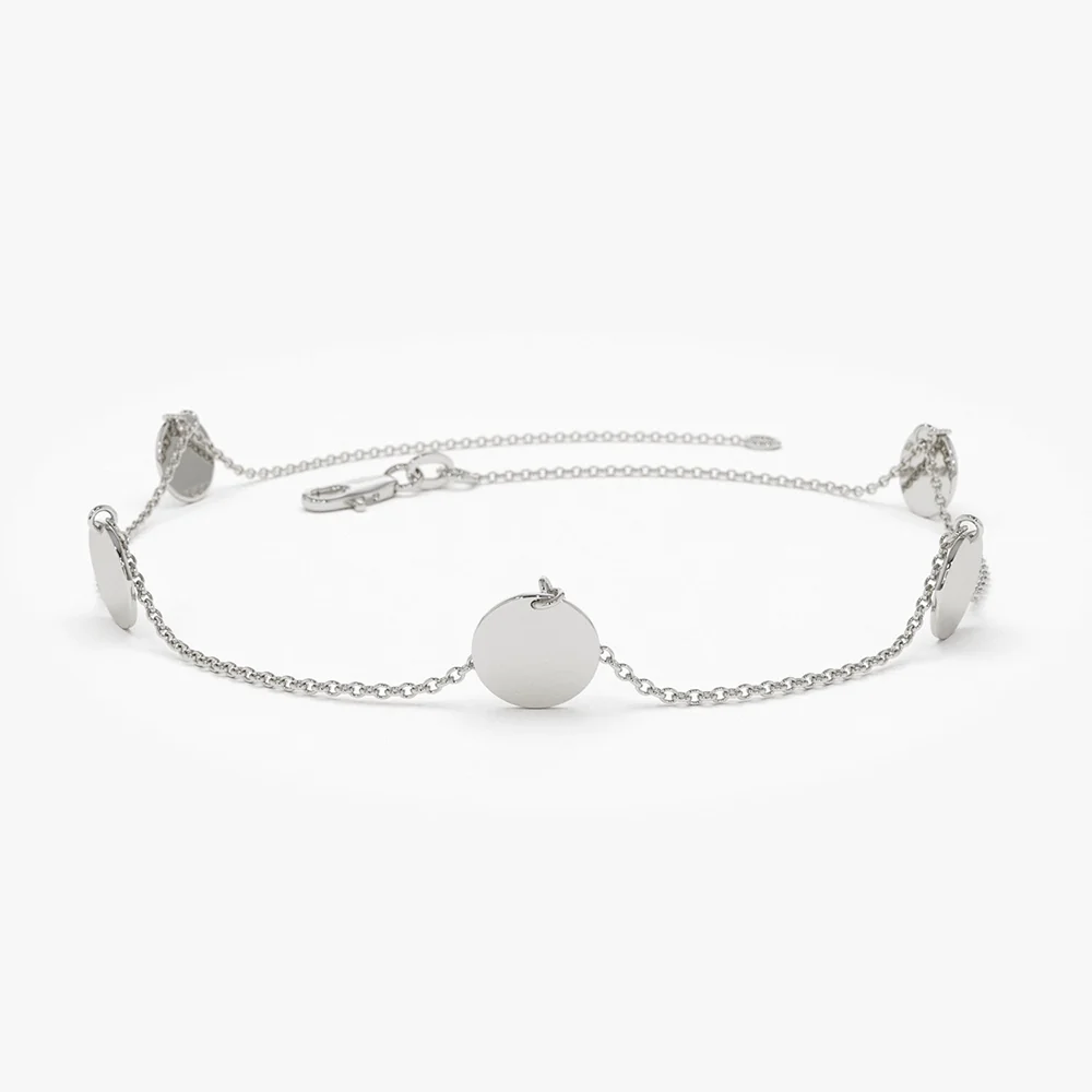 14K Solid Gold Dangle Disc Bracelet - Image 7