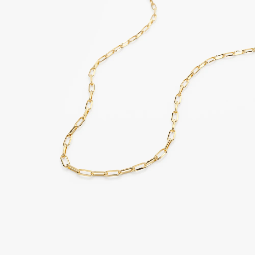14k Solid Gold Tiny Paper Clip Link Necklace - Image 7