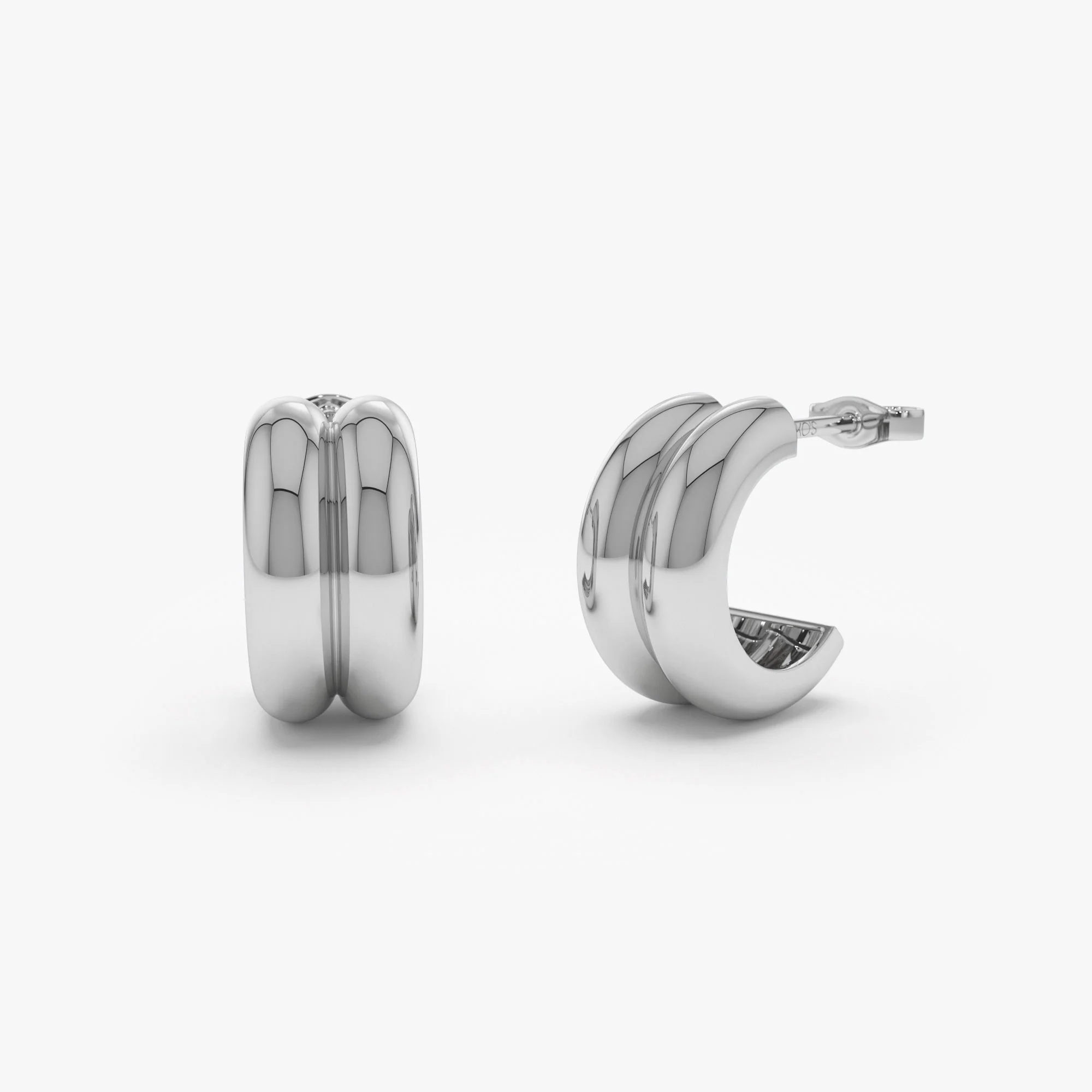 14k Solid Gold Twin C Hoops - Image 8