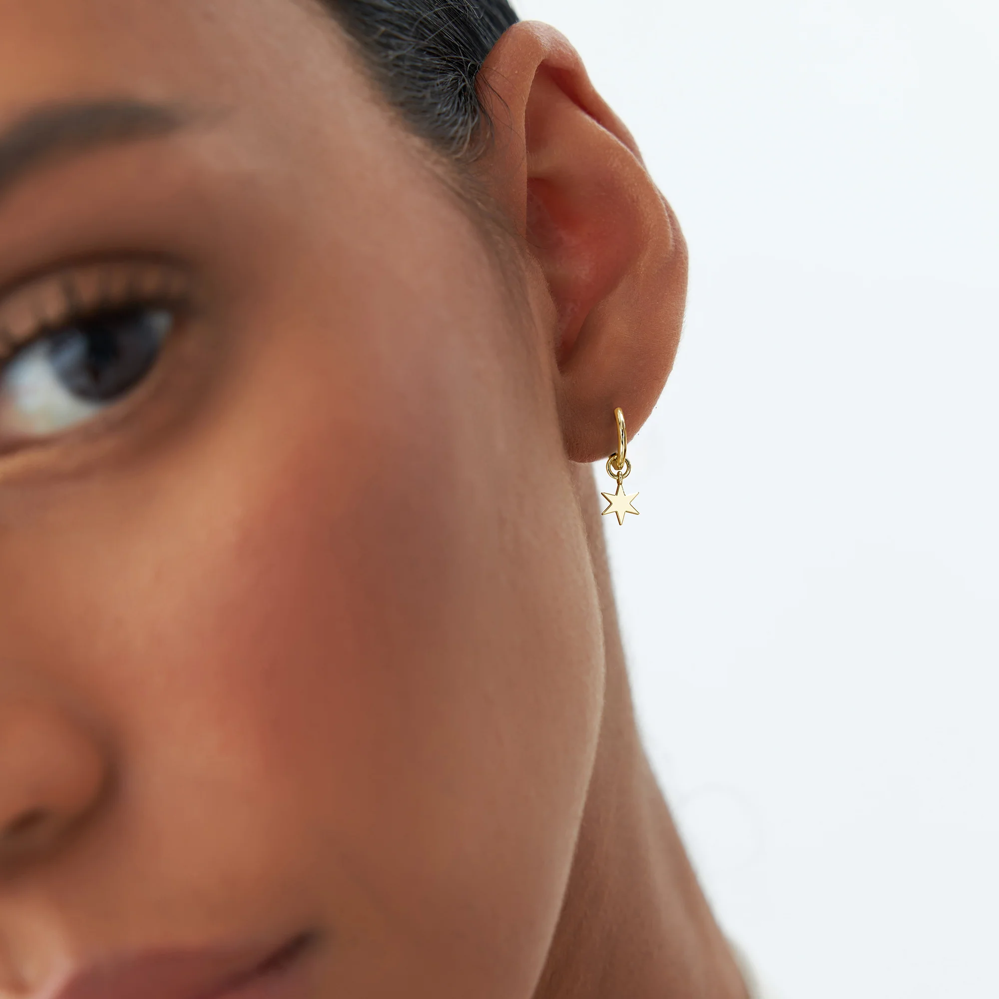 14k Solid Star Hoop Charm - Image 2