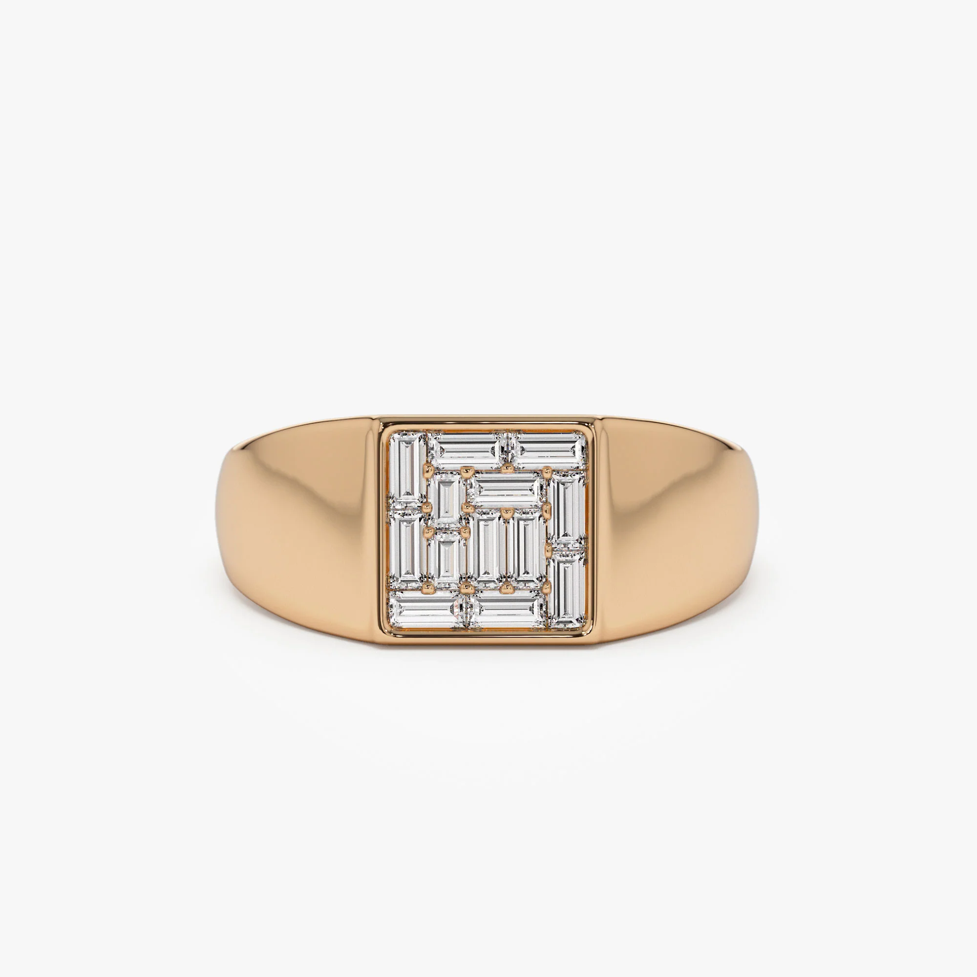 14k Square Illusion Setting Baguette Pinky Ring - Image 8