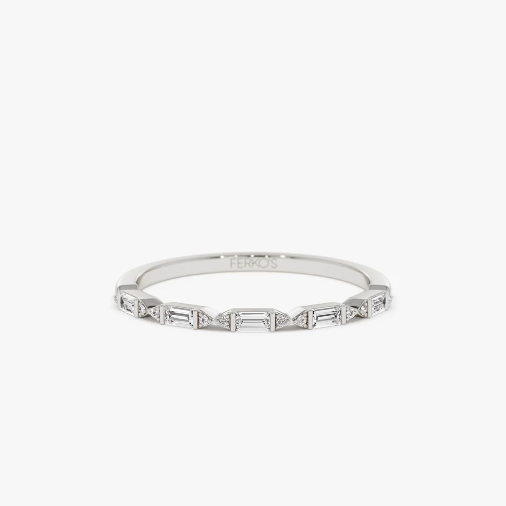 14k Stackable Dainty Baguette Diamond Ring - Image 6