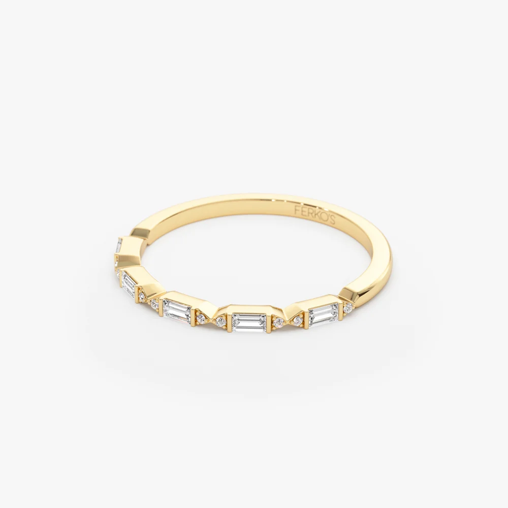 14k Stackable Dainty Baguette Diamond Ring - Image 7