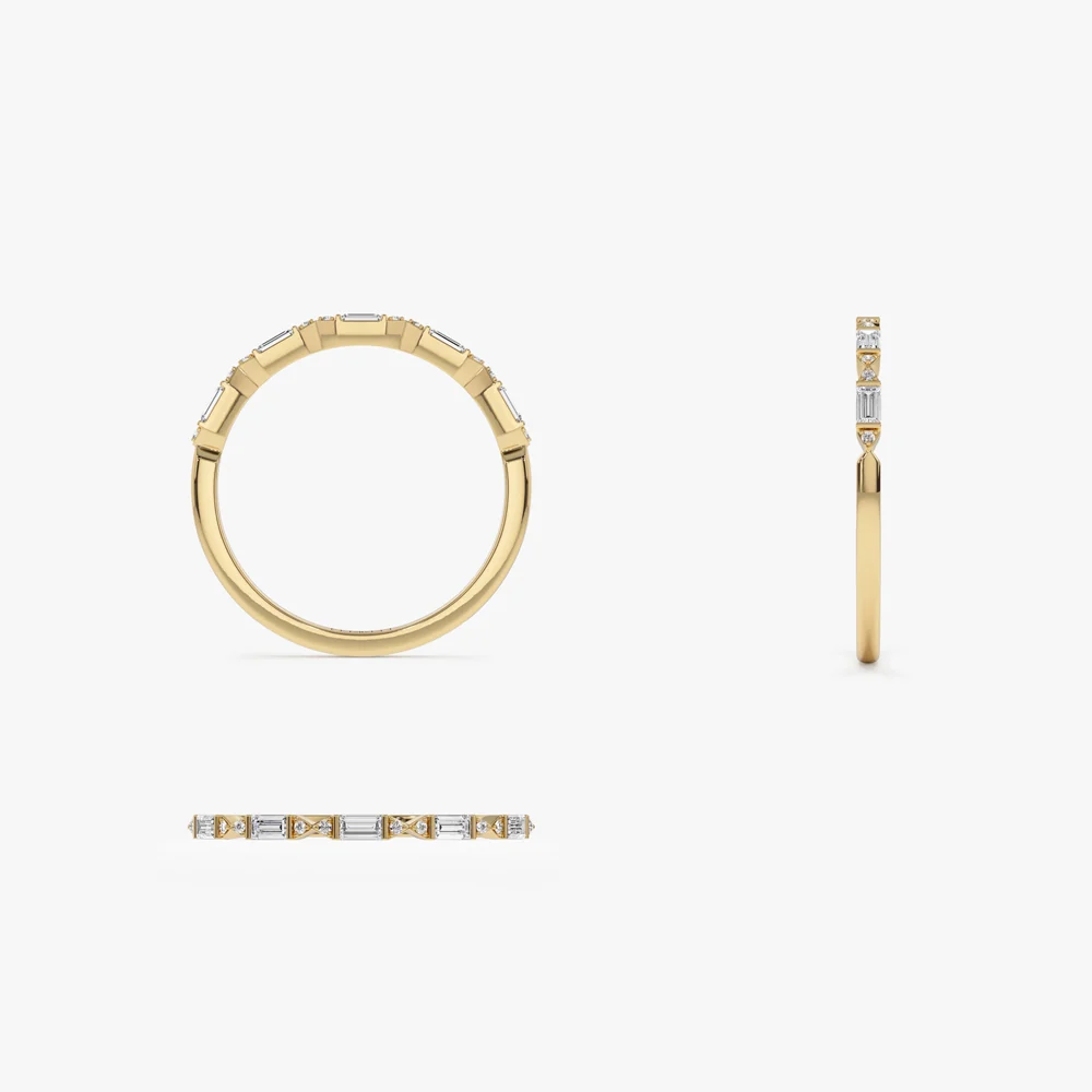 14k Stackable Dainty Baguette Diamond Ring - Image 8