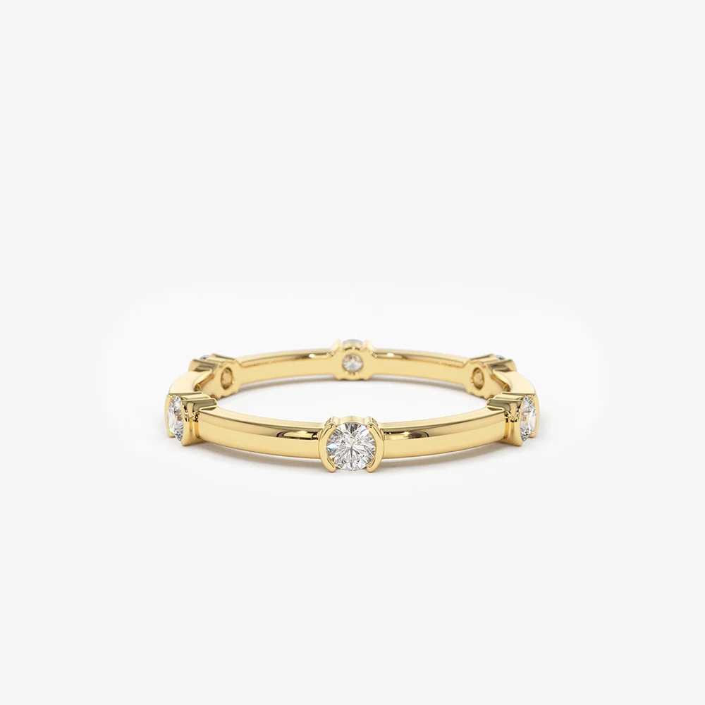 14k Stackable Half Bezel Diamond Eternity Ring