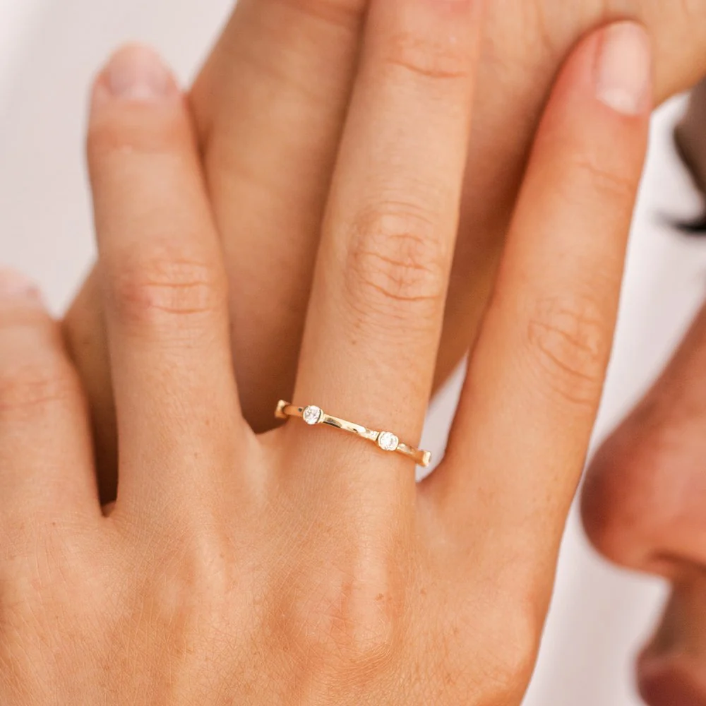 14k Stackable Half Bezel Diamond Eternity Ring - Image 2