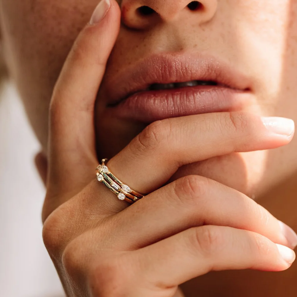 14k Stackable Half Bezel Diamond Eternity Ring - Image 3