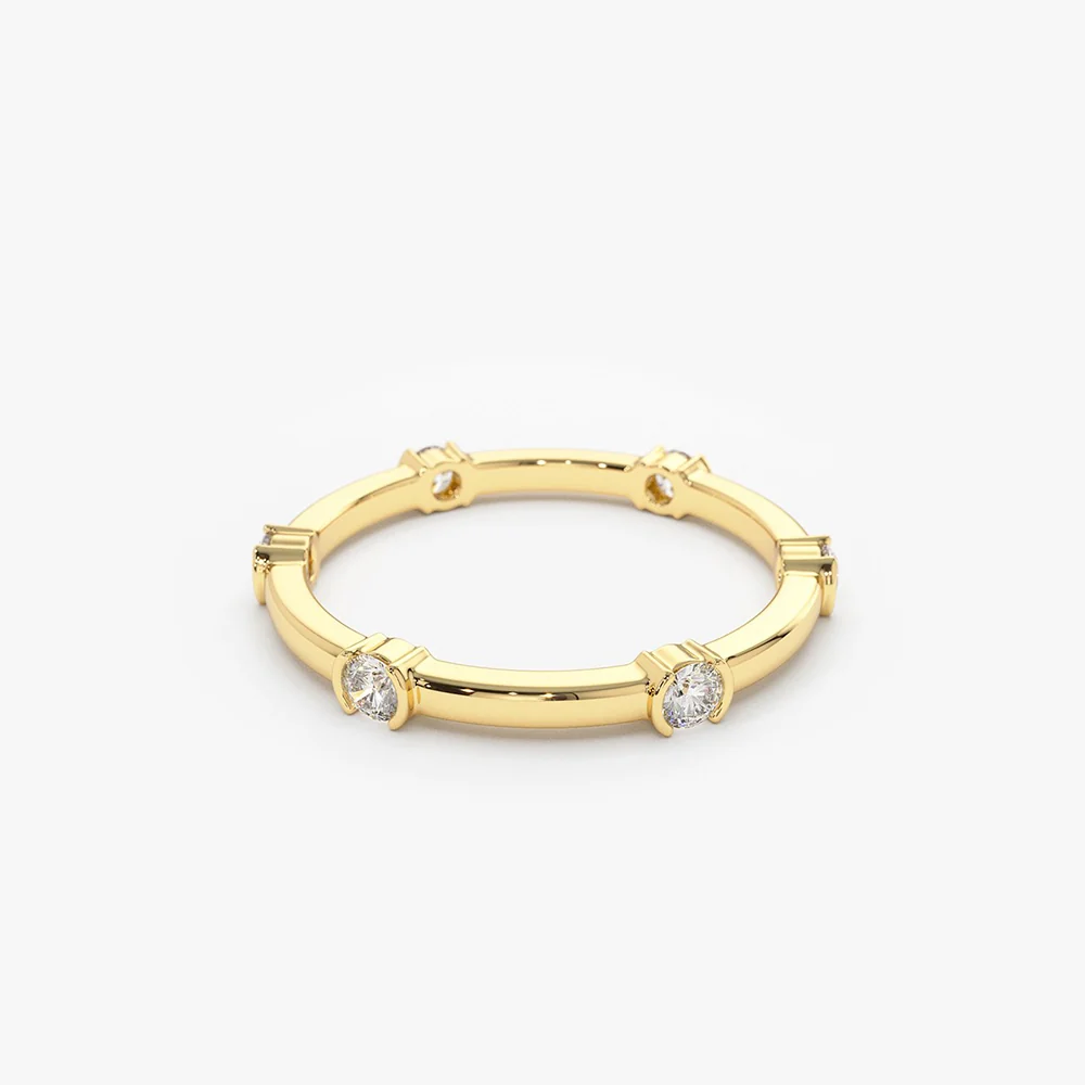 14k Stackable Half Bezel Diamond Eternity Ring - Image 9