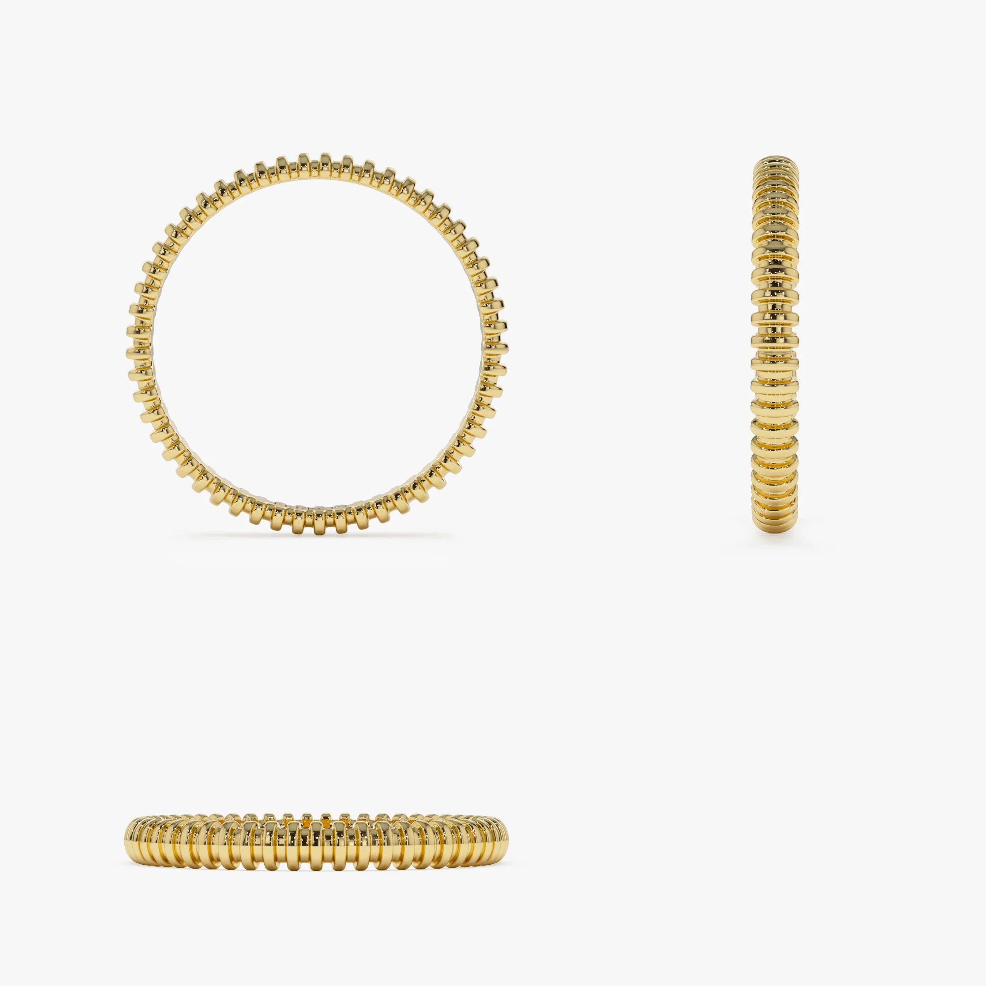 14K Stackable Ribbed Wedding Band - Image 9