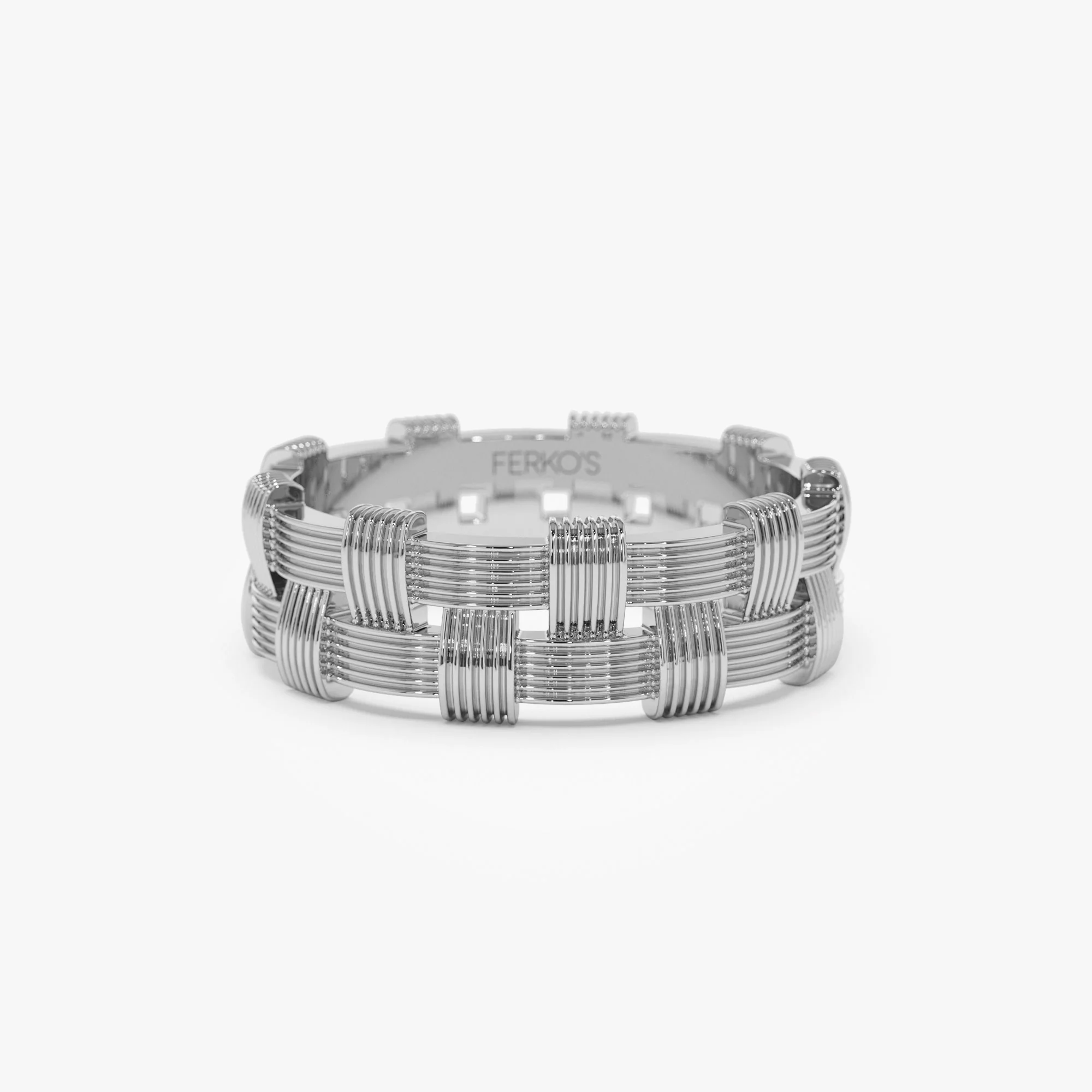 14K Stackable Ribbed Woven Gold Ring - Image 7
