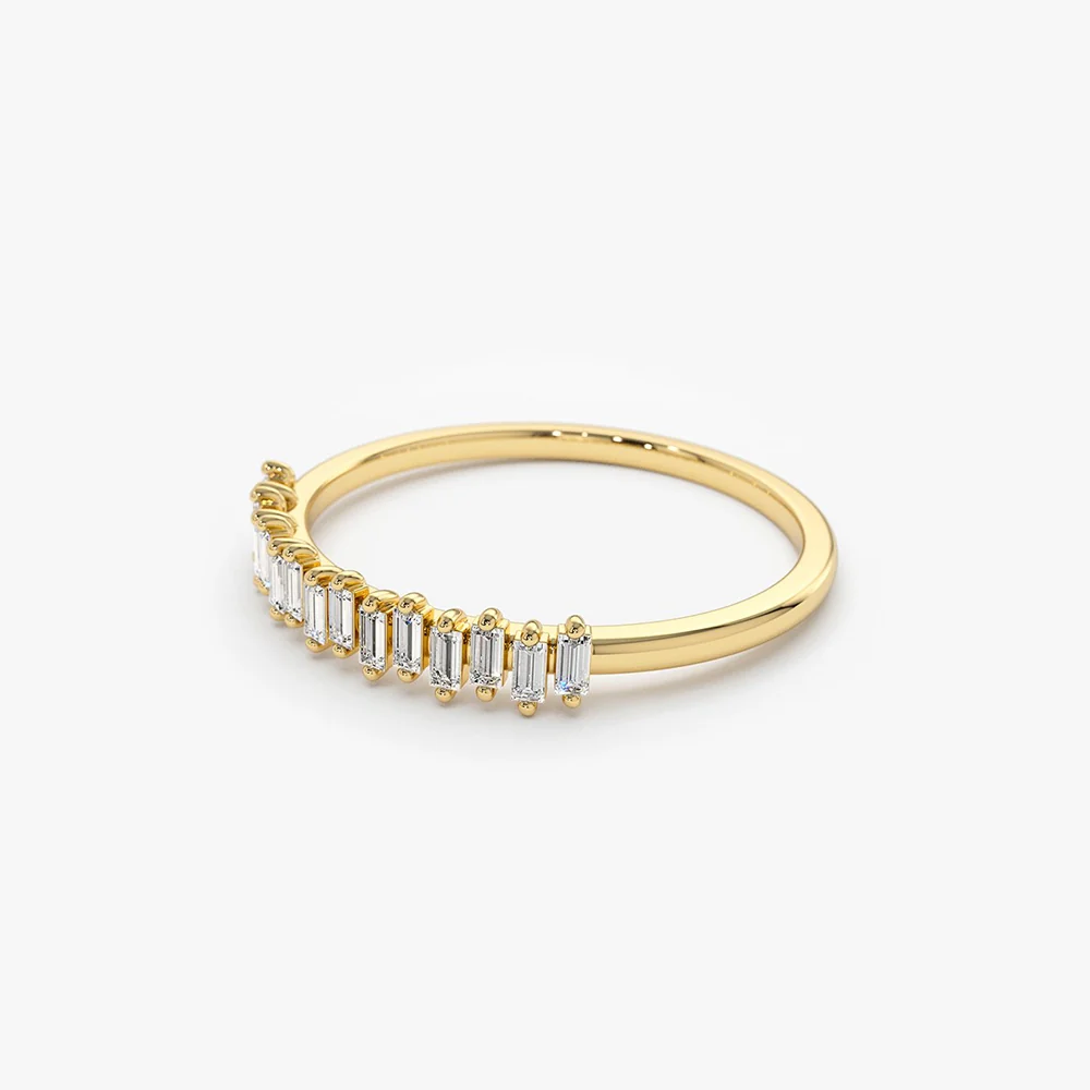 14K Gold Stackable Vertical Baguette Diamond Ring - Image 8