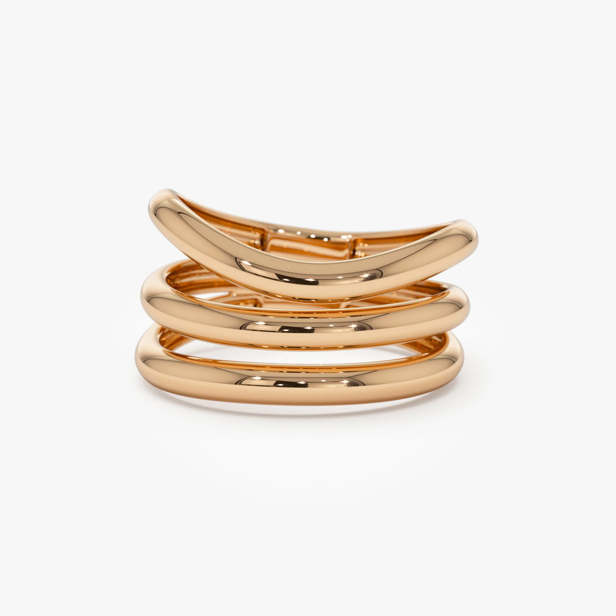 14K Stacked Chunky Curved Ring - Image 6