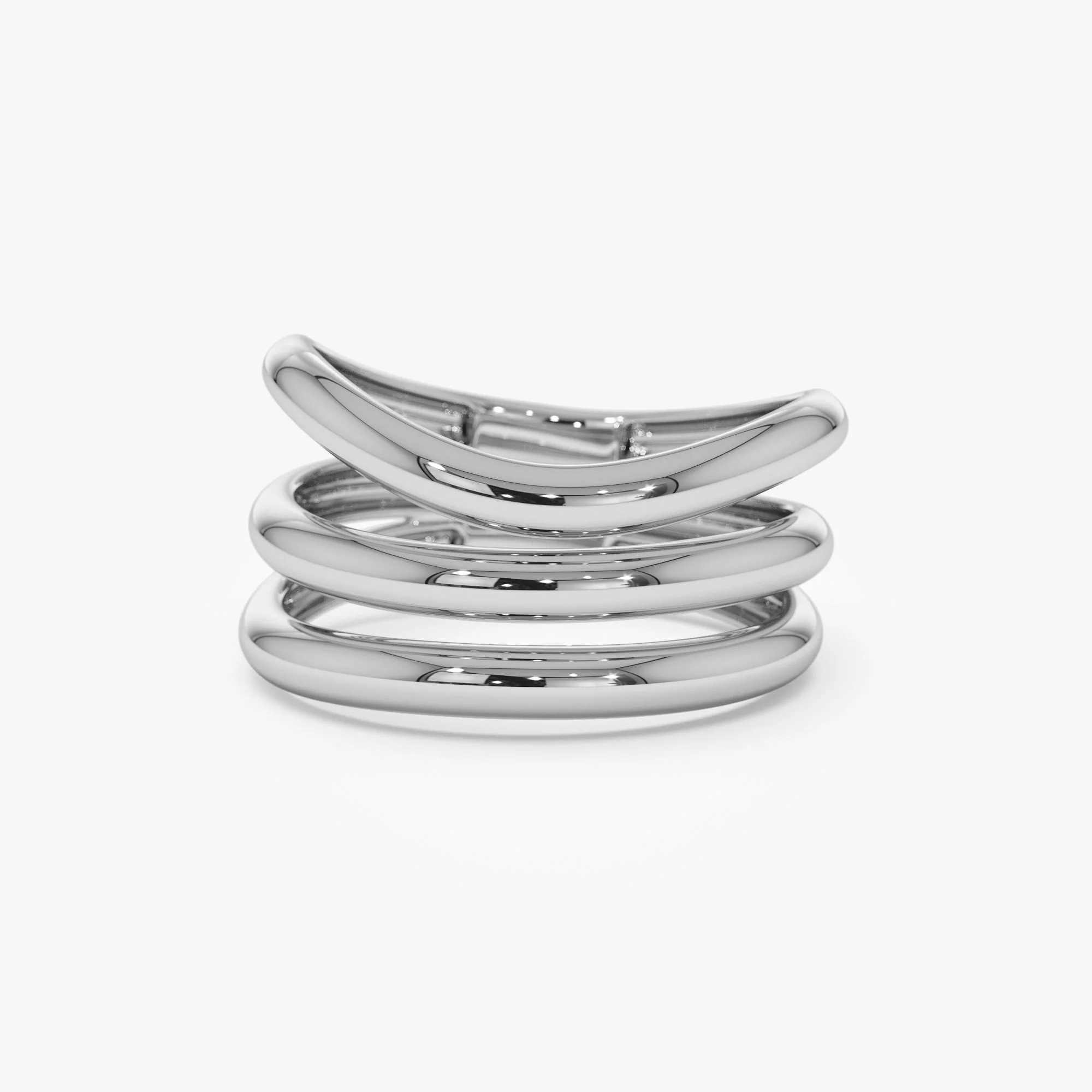 14K Stacked Chunky Curved Ring - Image 7