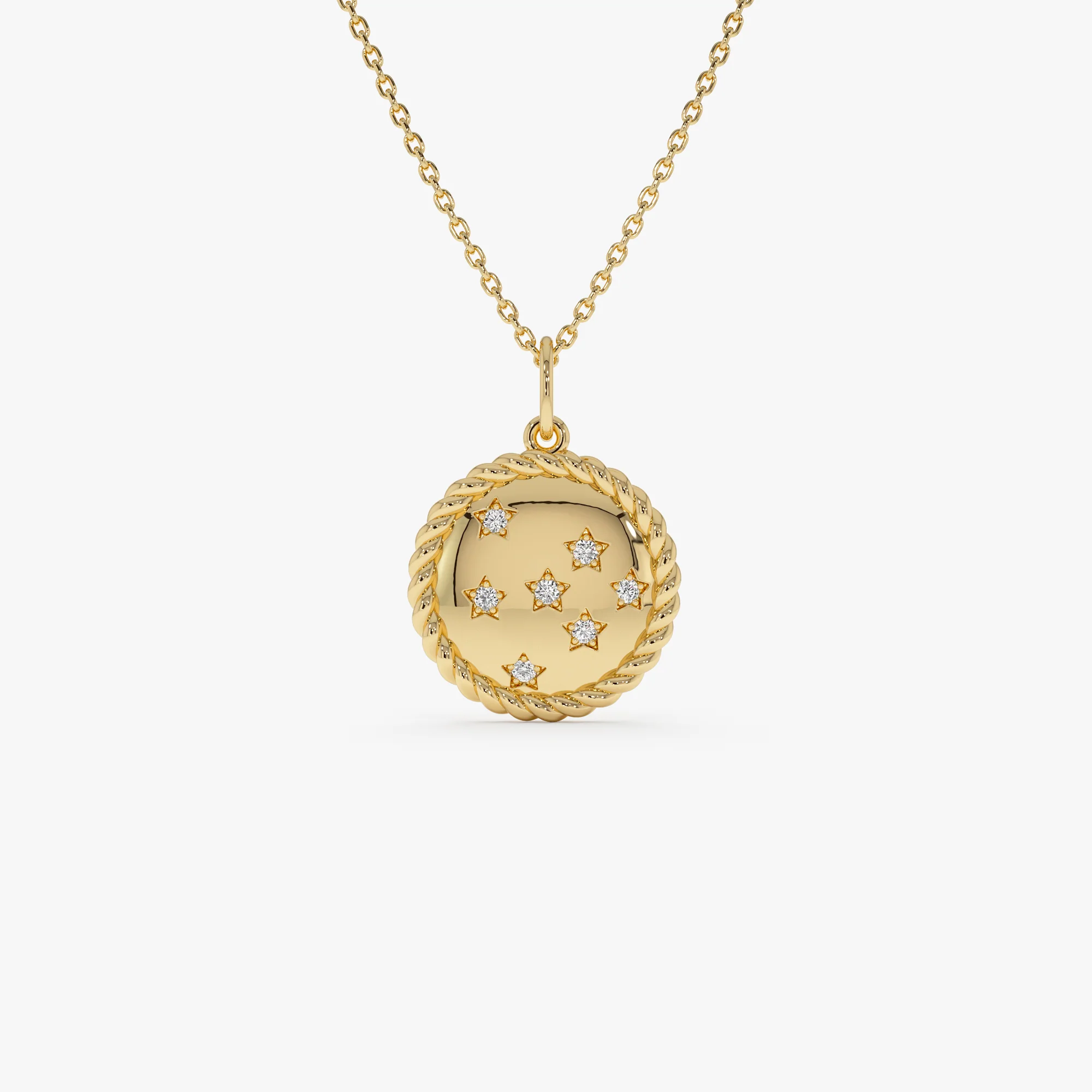 14k Star Setting Diamond Star Charm