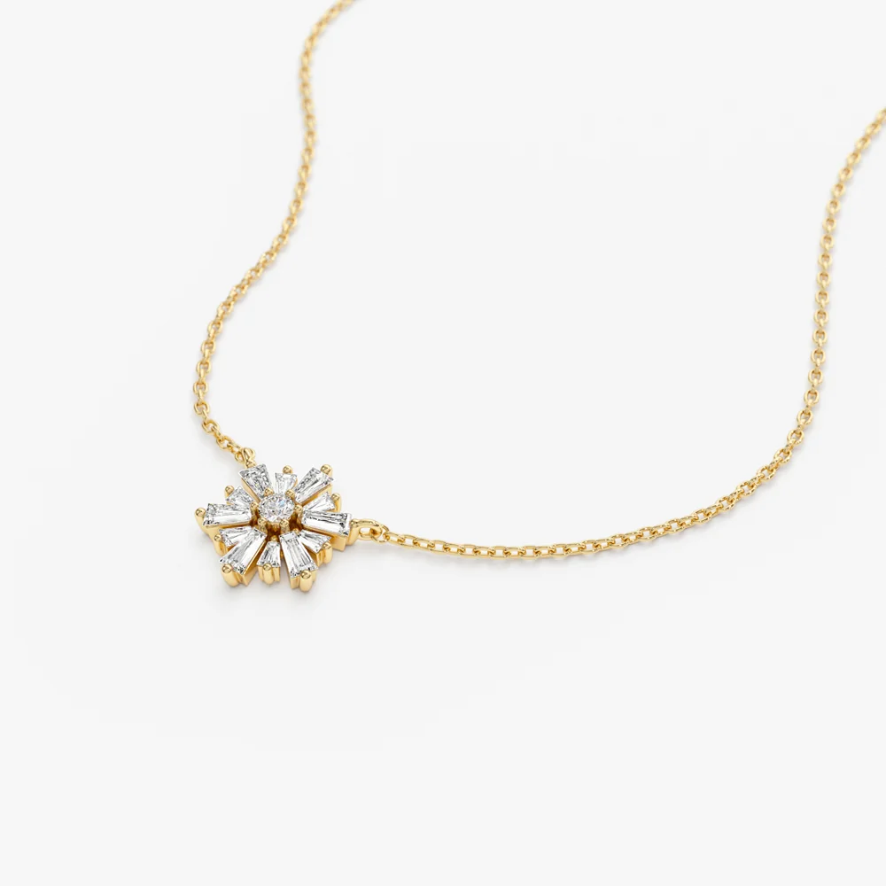 14k Tapered Baguette Diamond Necklace - Image 8