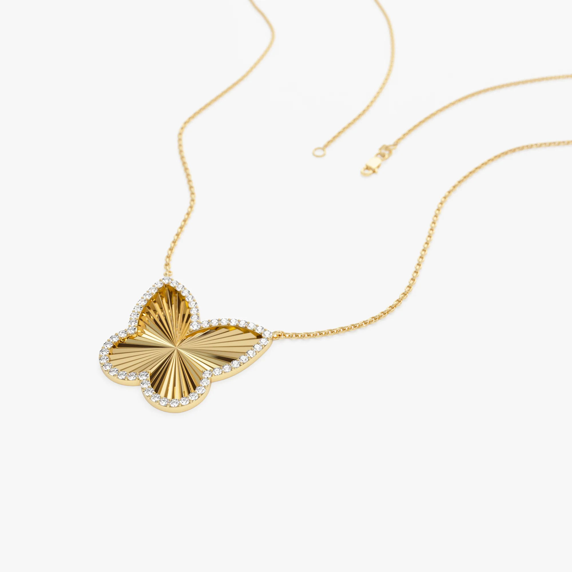 14K Textured Diamond Butterfly Charm Pendant - Image 7
