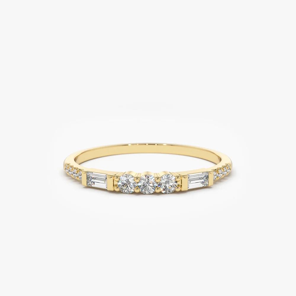 14K Gold Three Diamond Equilibrium Ring