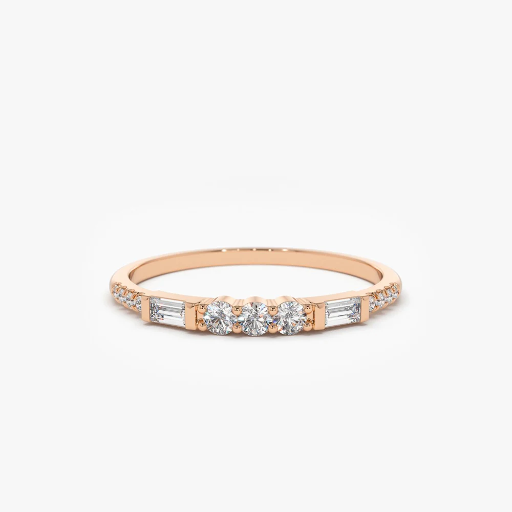 14K Gold Three Diamond Equilibrium Ring - Image 6