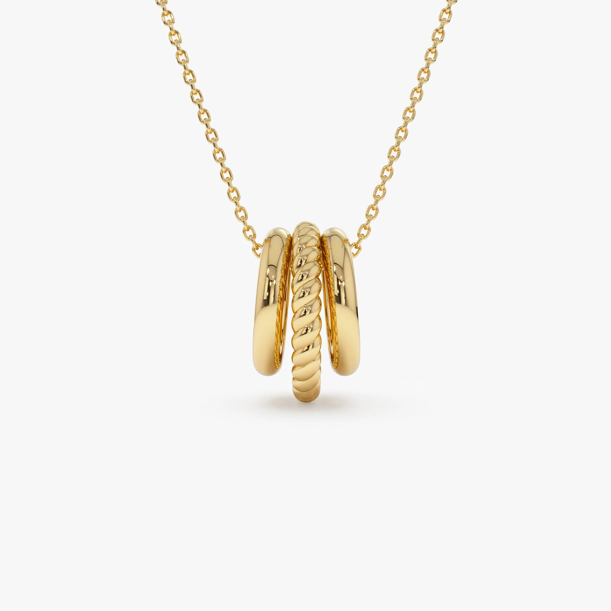 14k Three Ring Eternity Circle Necklace