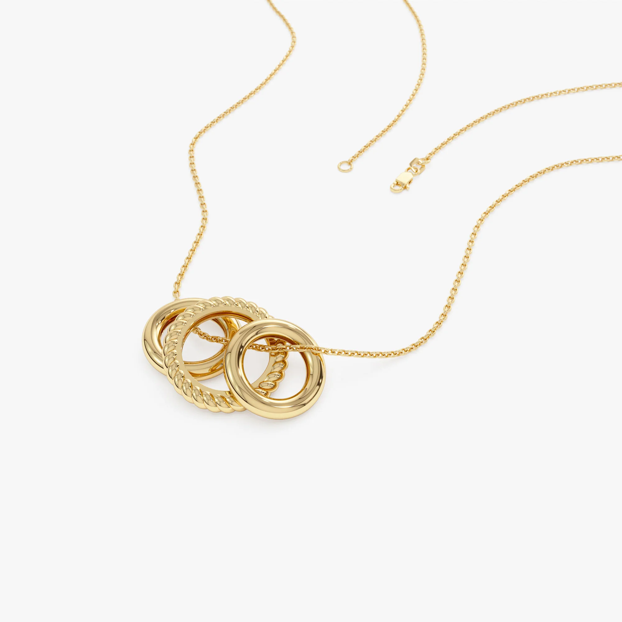14k Three Ring Eternity Circle Necklace - Image 9